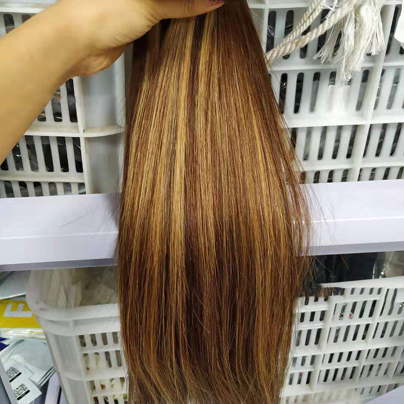 BHB Human Hair bundles with highlights, closure straight brazilian human hair