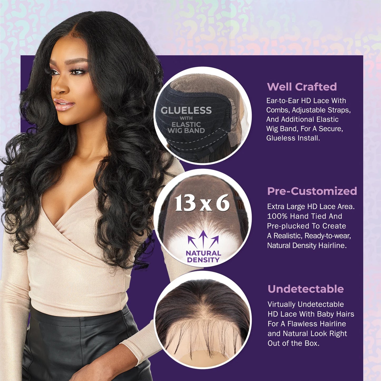 Sensationnel Cloud 9 What Lace HD Lace Front Wig 13X6 Latisha – Long Natural Textued Curly Style, Heat Safe Synthetic Fibers