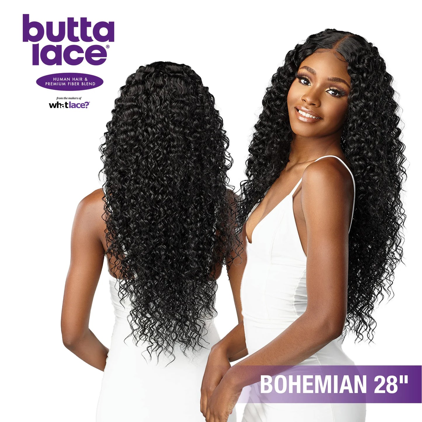 Sensationnel Butta Lace Human Hair Blend HD Lace Front Wig Bohemian 28" - Long, Soft & Natural Look, Easy Styling