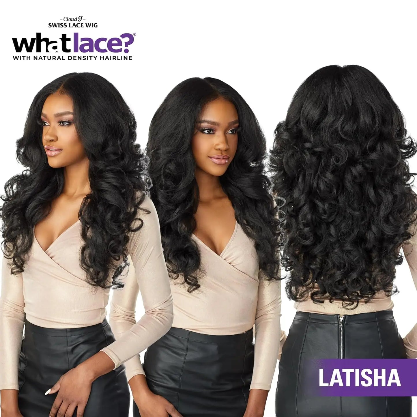 Sensationnel Cloud 9 What Lace HD Lace Front Wig 13X6 Latisha – Long Natural Textued Curly Style, Heat Safe Synthetic Fibers